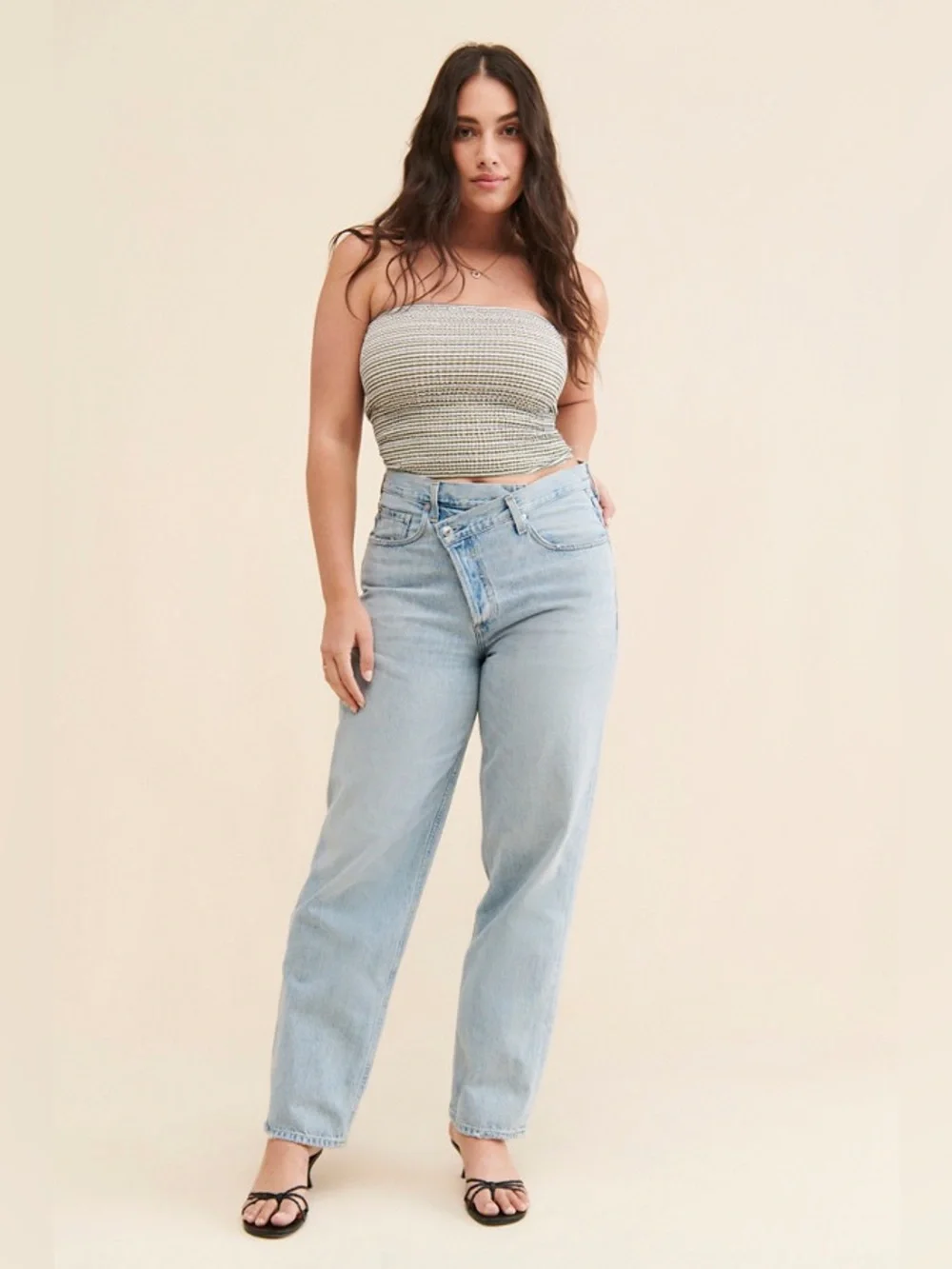 Agolde criss cross High-Rise Straight jeans distressed ripped mother Levi’s 29
